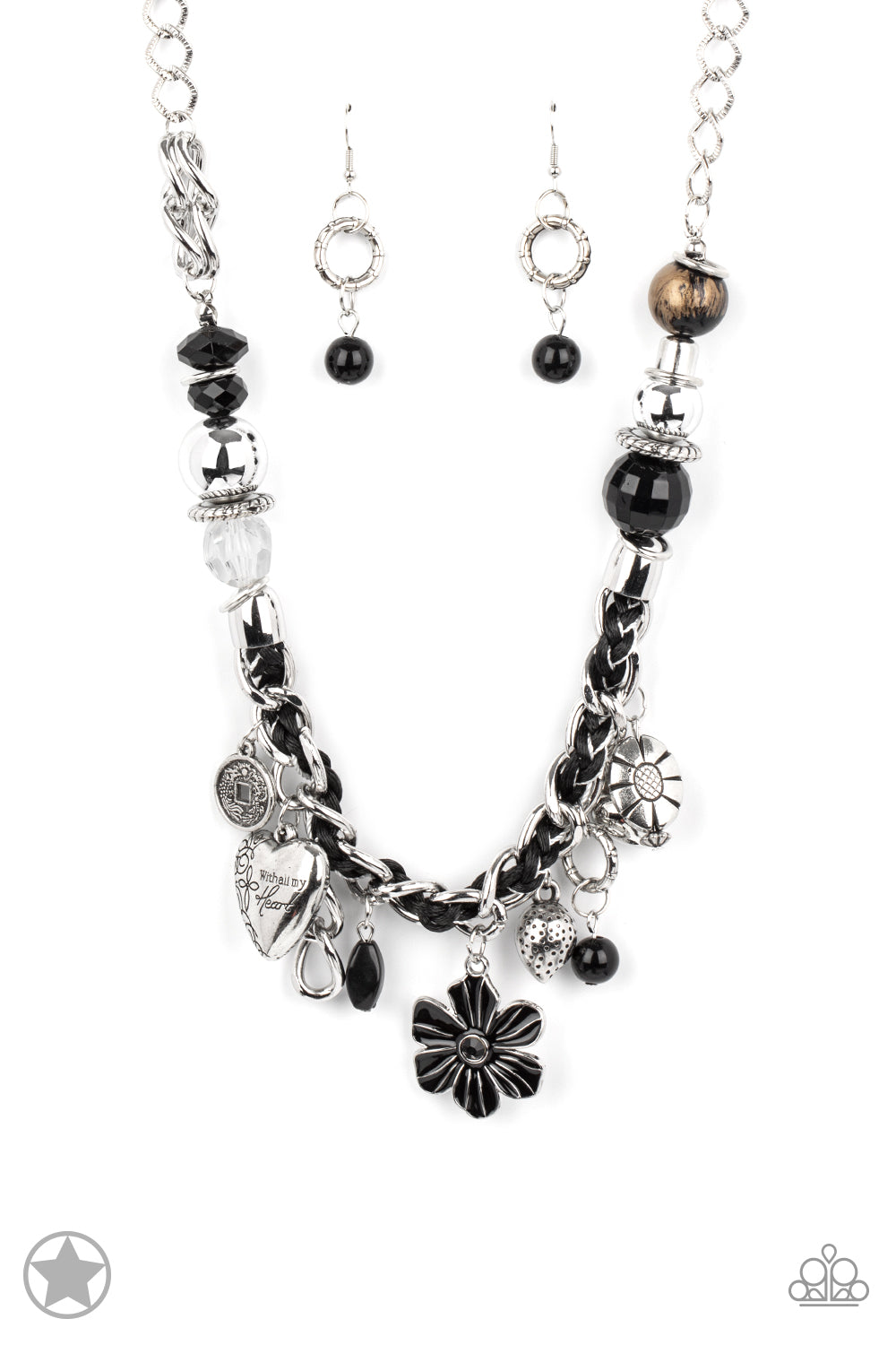 Charmed, I Am Sure - Black and Ivory Charm Necklace