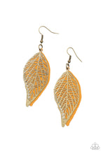 Load image into Gallery viewer, Leafy Luxury - Brass Leaf Earring - Paparazzi Accessories
