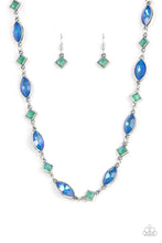 Load image into Gallery viewer, Prismatic Reinforcements - Blue and Green Rhinestone Necklace - Paparazzi Accessories
