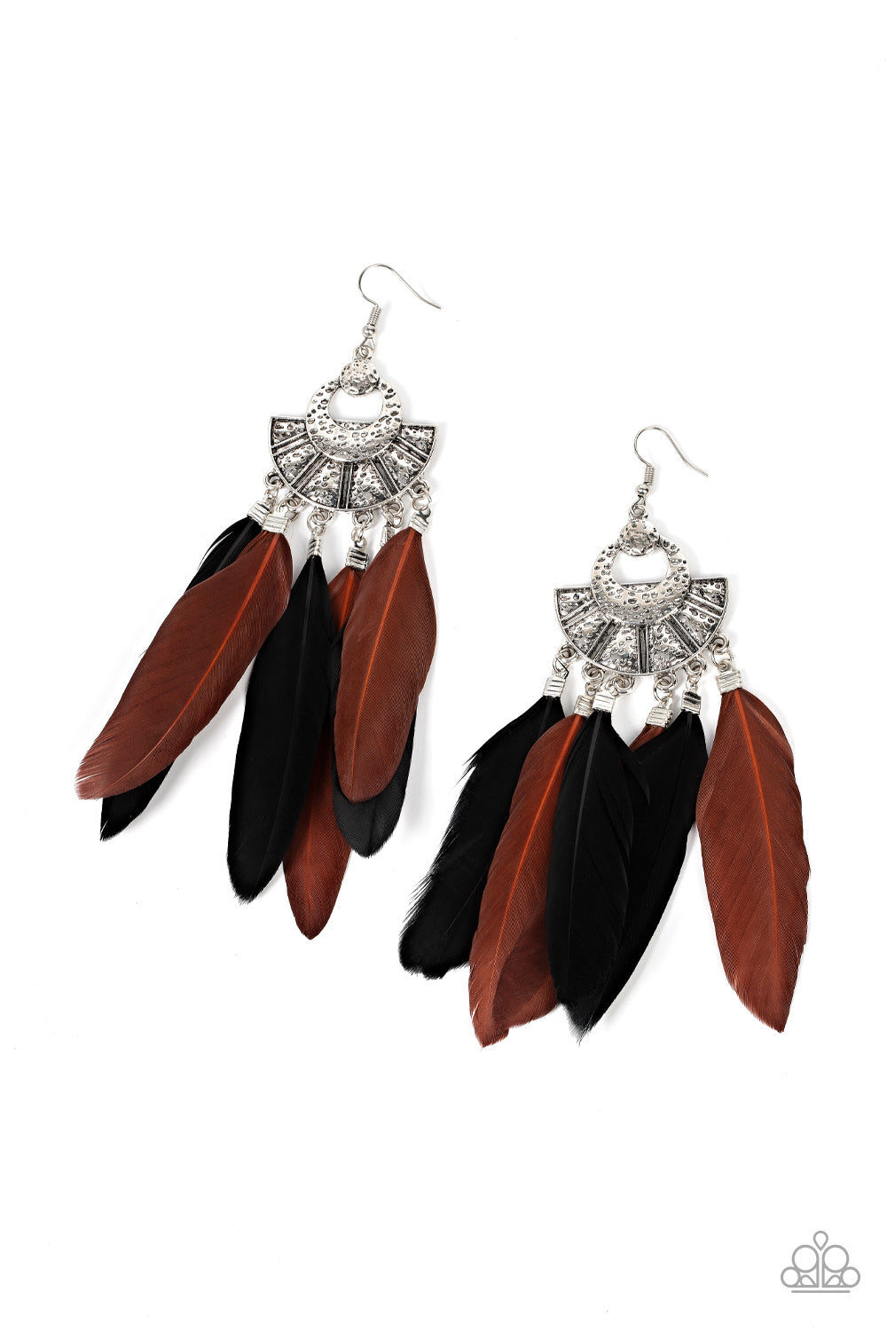 Plume Paradise - Black and Brown Earrings - Paparazzi Accessories