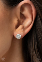 Load image into Gallery viewer, Just In TIMELESS - White Blockbuster Earrings - White Rhinestone - Paparazzi Accessories
