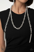 Load image into Gallery viewer, SCARFed for Attention - Silver Blockbuster Necklace - Paparazzi Accessories
