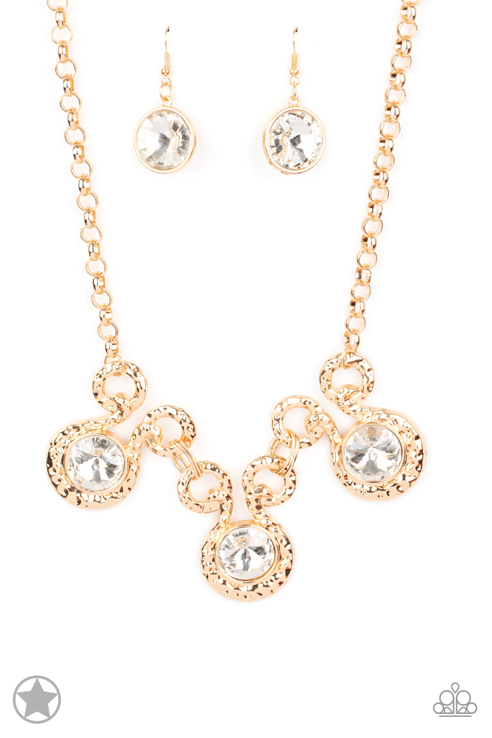 Hypnotized - Gold and Rhinestone Necklace - Paparazzi Accessories