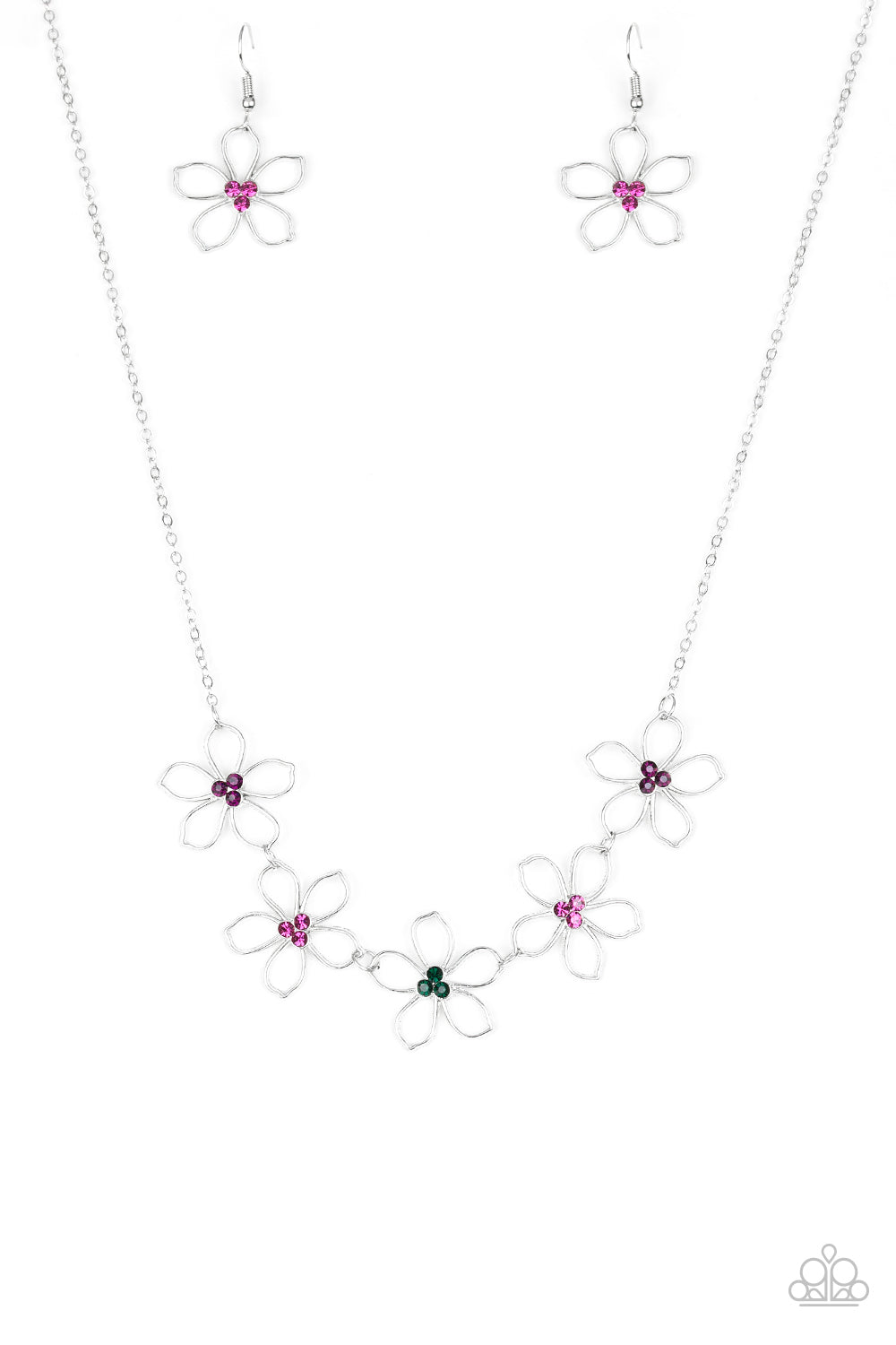 Hoppin Hibiscus - Multi Pink, Purple, Green Necklace - Paparazzi Accessories