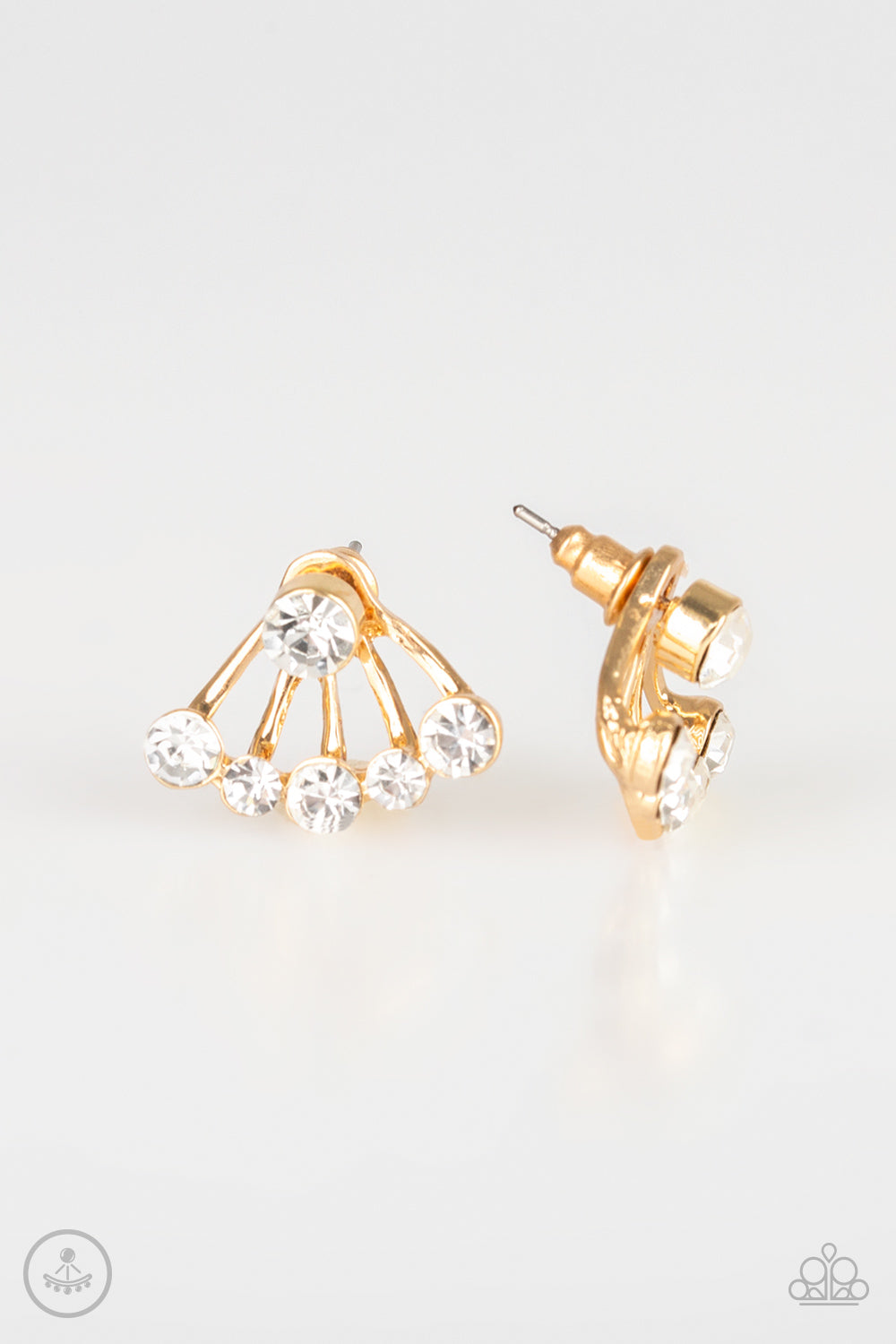 Jeweled Jubilee - Gold with Rhinestone Earrings - Paparazzi Accessories
