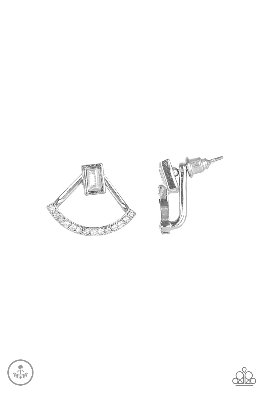 Delicate Arches - White Rhinestone Earrings