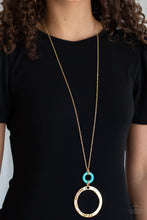 Load image into Gallery viewer, Optical Illusion - Gold and Turquoise Necklace - Paparazzi Accessories
