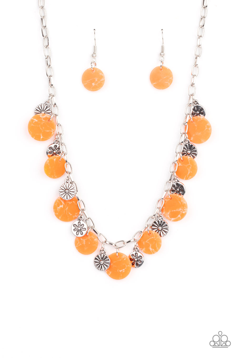 Flower Powered - Orange Necklace - Paparazzi Accessories