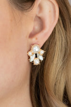 Load image into Gallery viewer, Royal Reverie - Gold Rhinestone Earrings - Paparazzi Accessories
