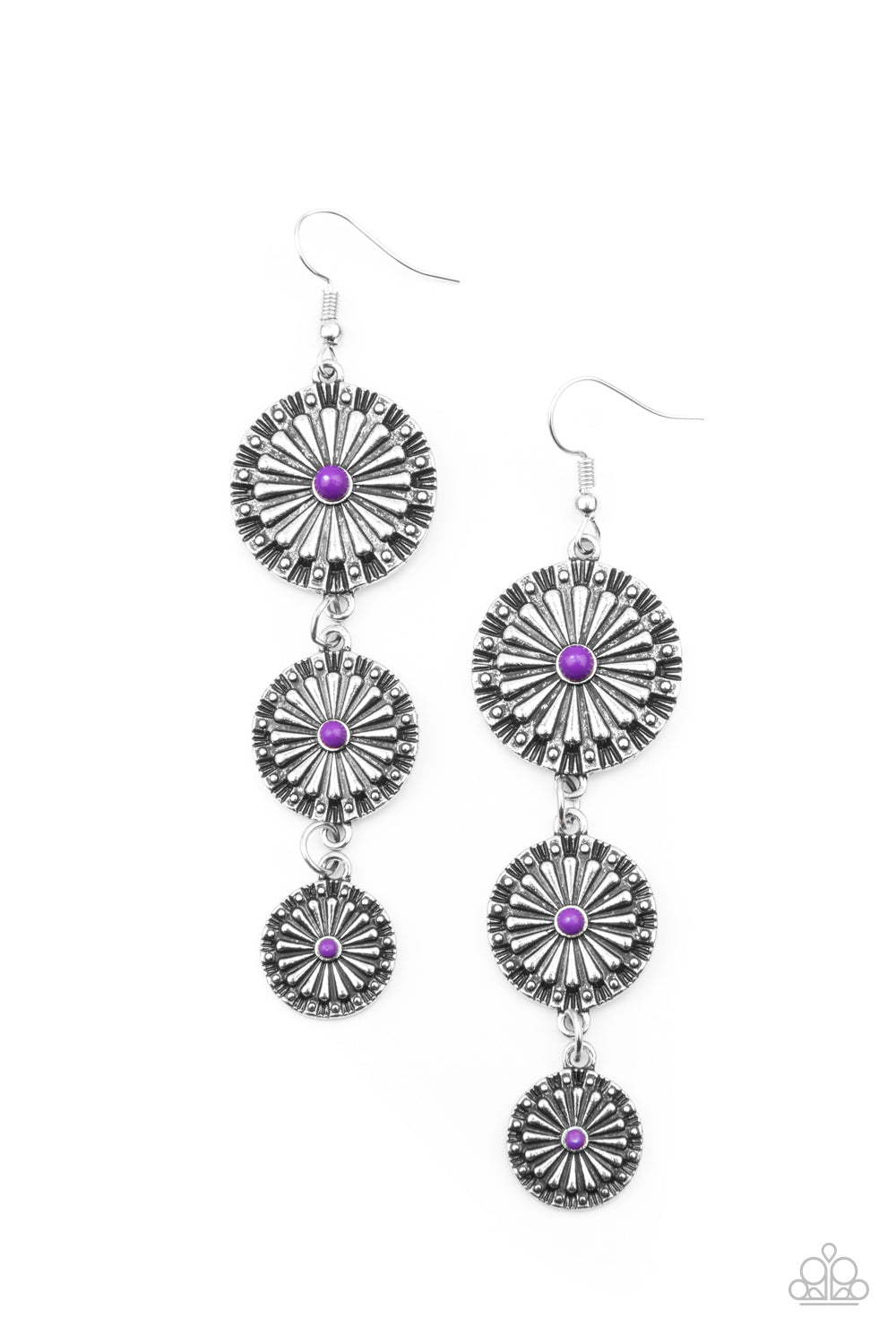Festively Floral - Purple Earrings - Paparazzi Accessories