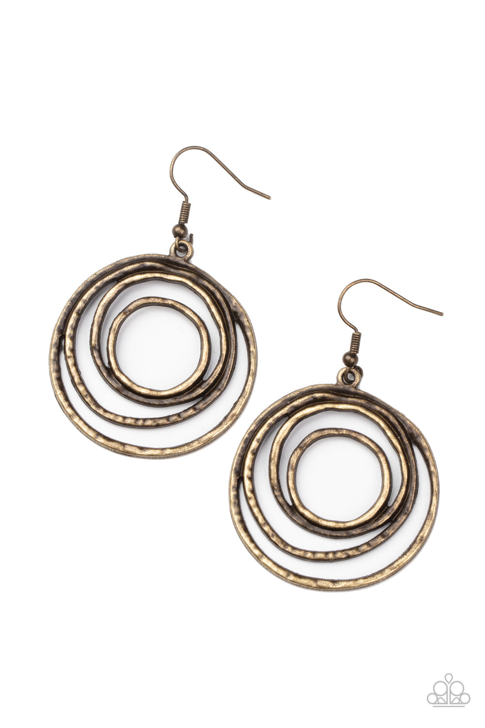 Spiraling Out of Control - Brass Earrings - Paparazzi Accessories
