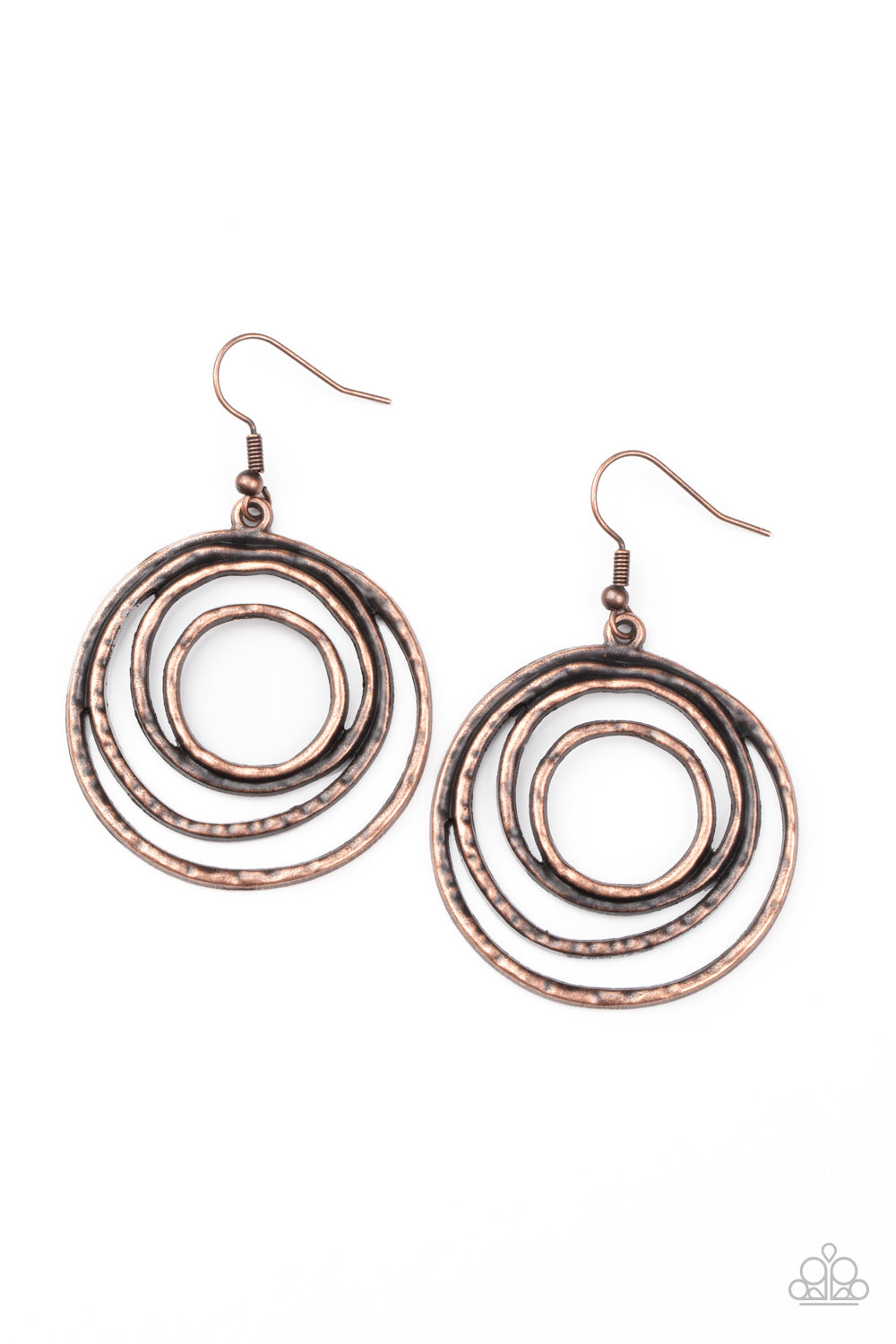 Spiraling Out of Control - Copper Earrings - Paparazzi Accessories