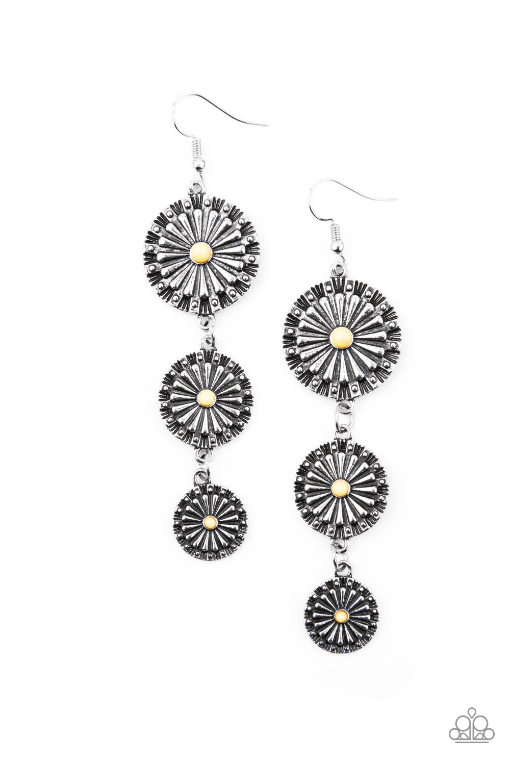 Festively Floral - Yellow Earrings - Paparazzi Accessories