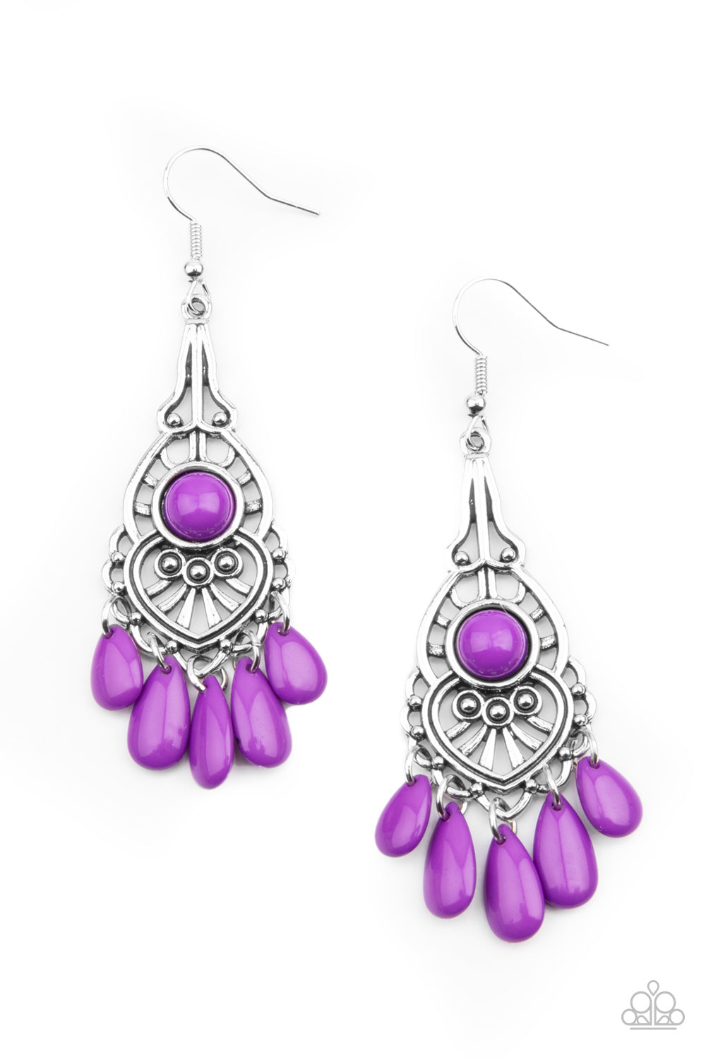 Fruity Tropics - Purple Earrings - Paparazzi Accessories