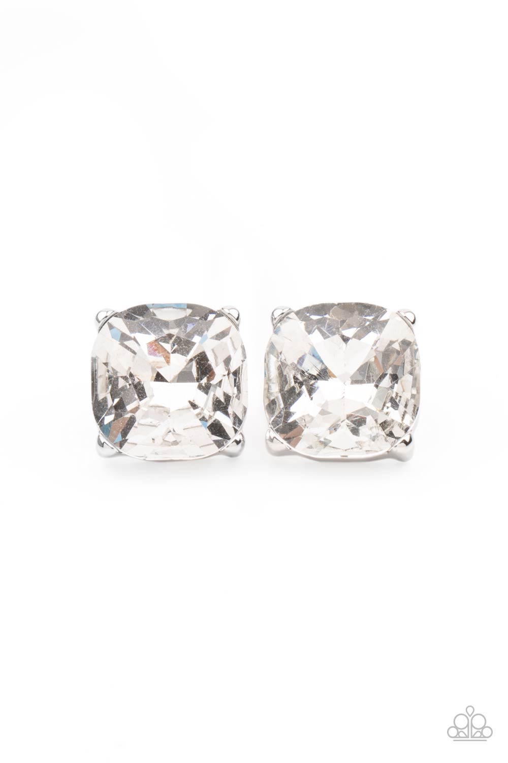 Royalty High - White Rhinestone Earrings - Paparazzi Accessories