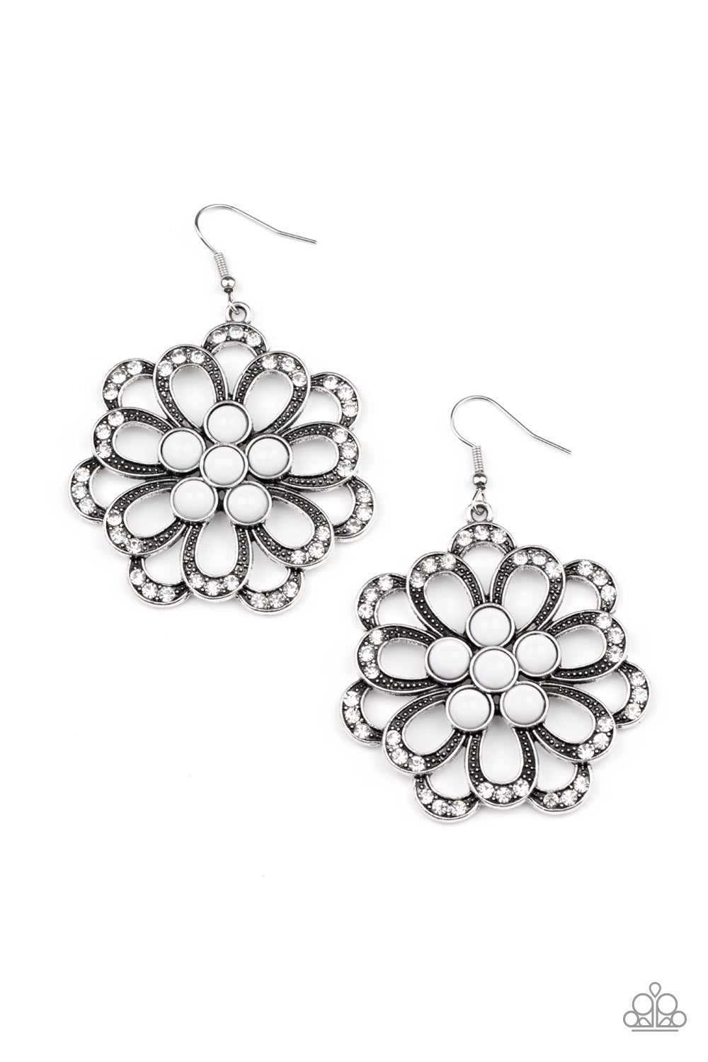Dazzling Dewdrops - White Earrings - Paparazzi Accessories