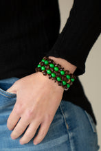 Load image into Gallery viewer, Tahiti Tourist - Green and Wood Bracelet - Paparazzi Accessoires
