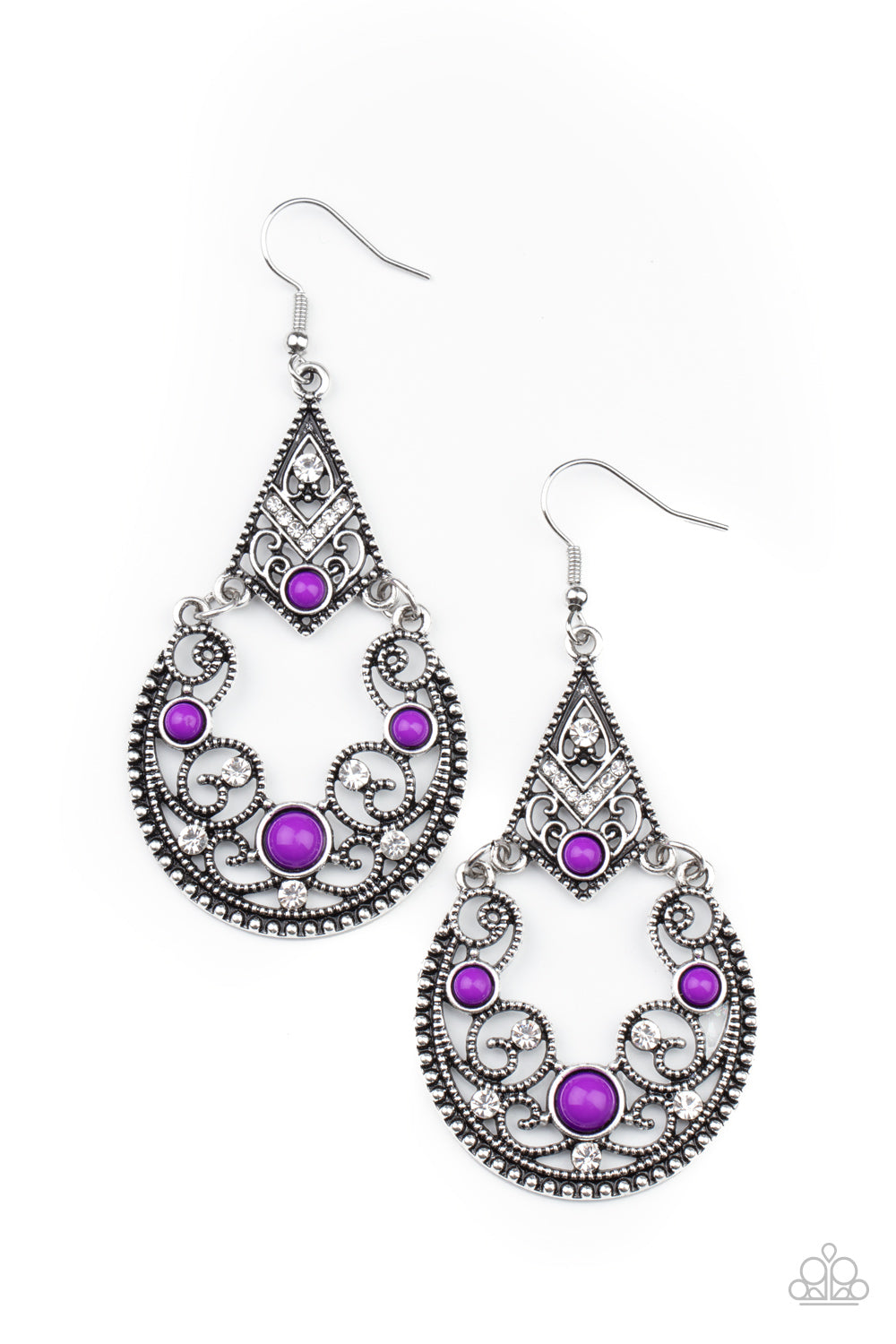 Bohemian Ball - Purple Earrings - Paparazzi Accessories