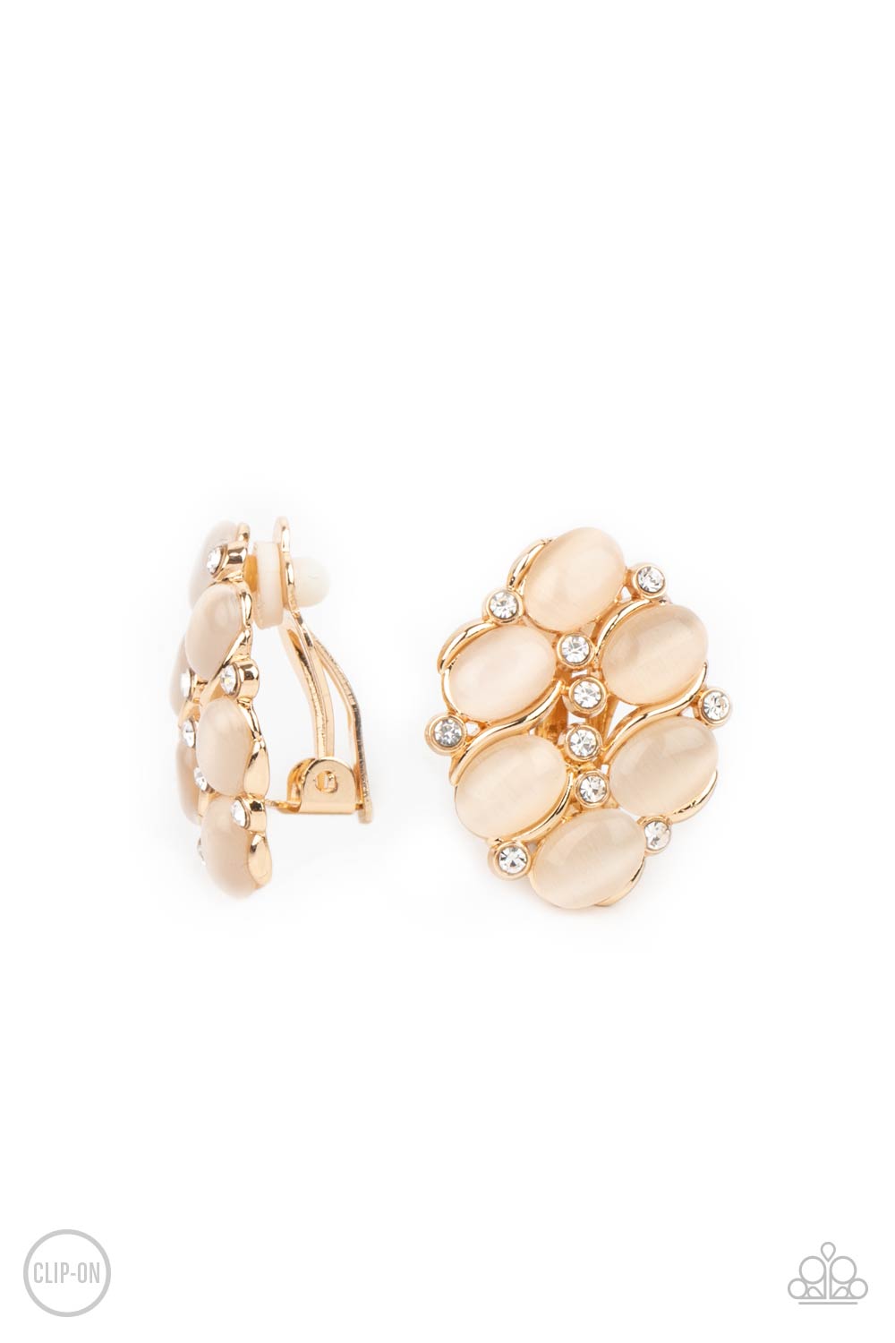 Row, Row, Row Your YACHT - Gold Clip On Earrings - Paparazzi Accessories