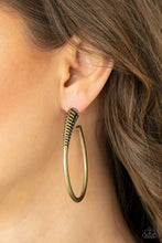 Load image into Gallery viewer, Fully Loaded - Brass Hoop Earrings - Paparazzi Accessories
