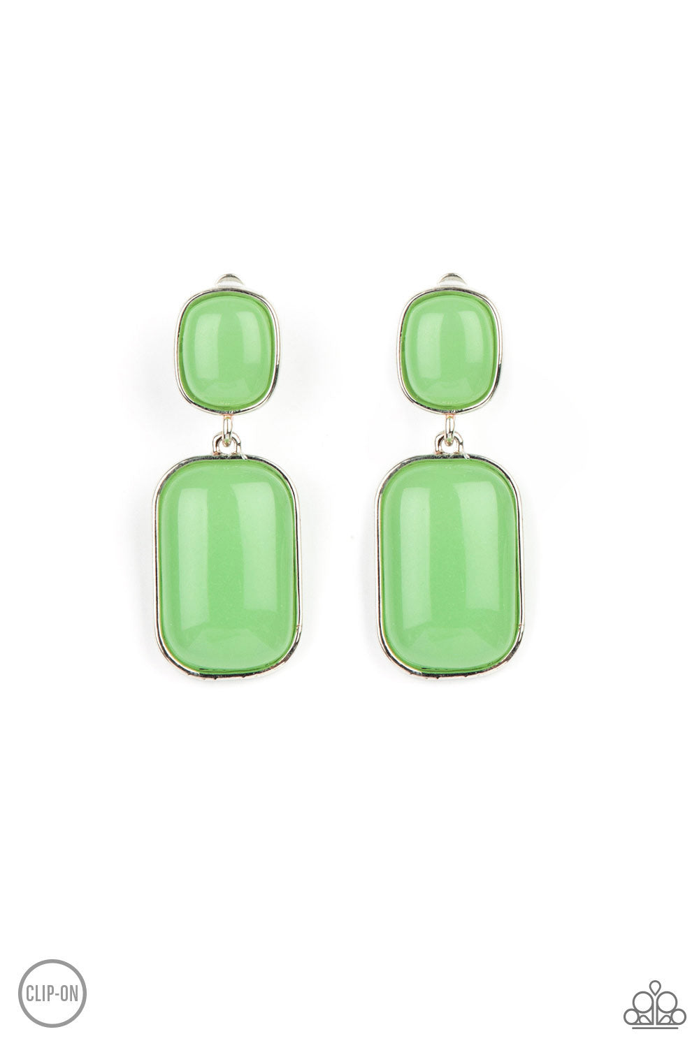 Meet Me At The Plaza - Green Clip On Earrings - Paparazzi Accessories