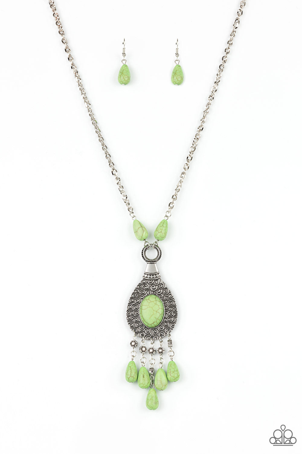 Cowgirl Couture - Green Necklace - Paparazzi Accessories