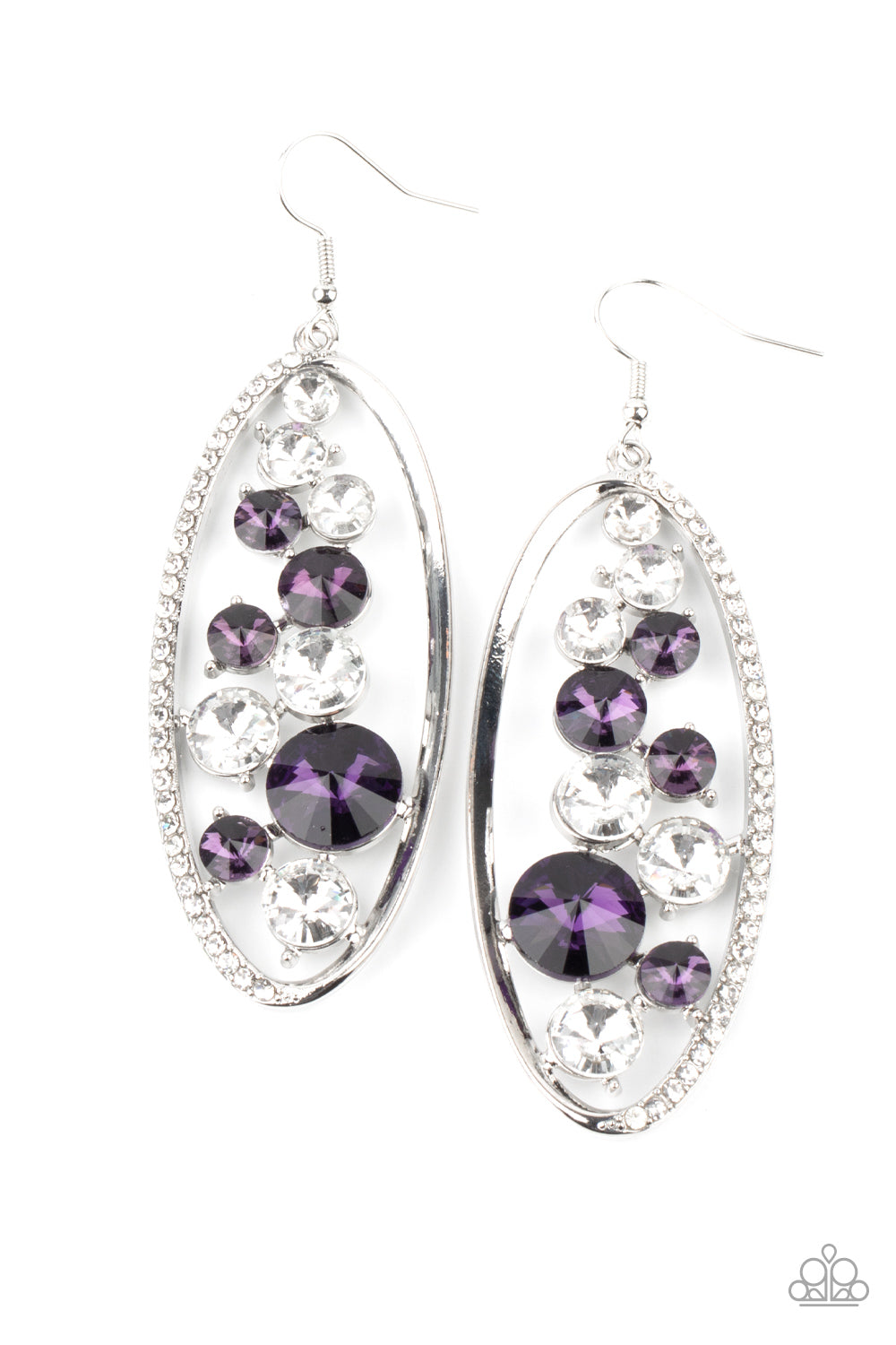Rock Candy Bubbly - Purple and White Rhinestone Earrings - Paparazzi Accessories