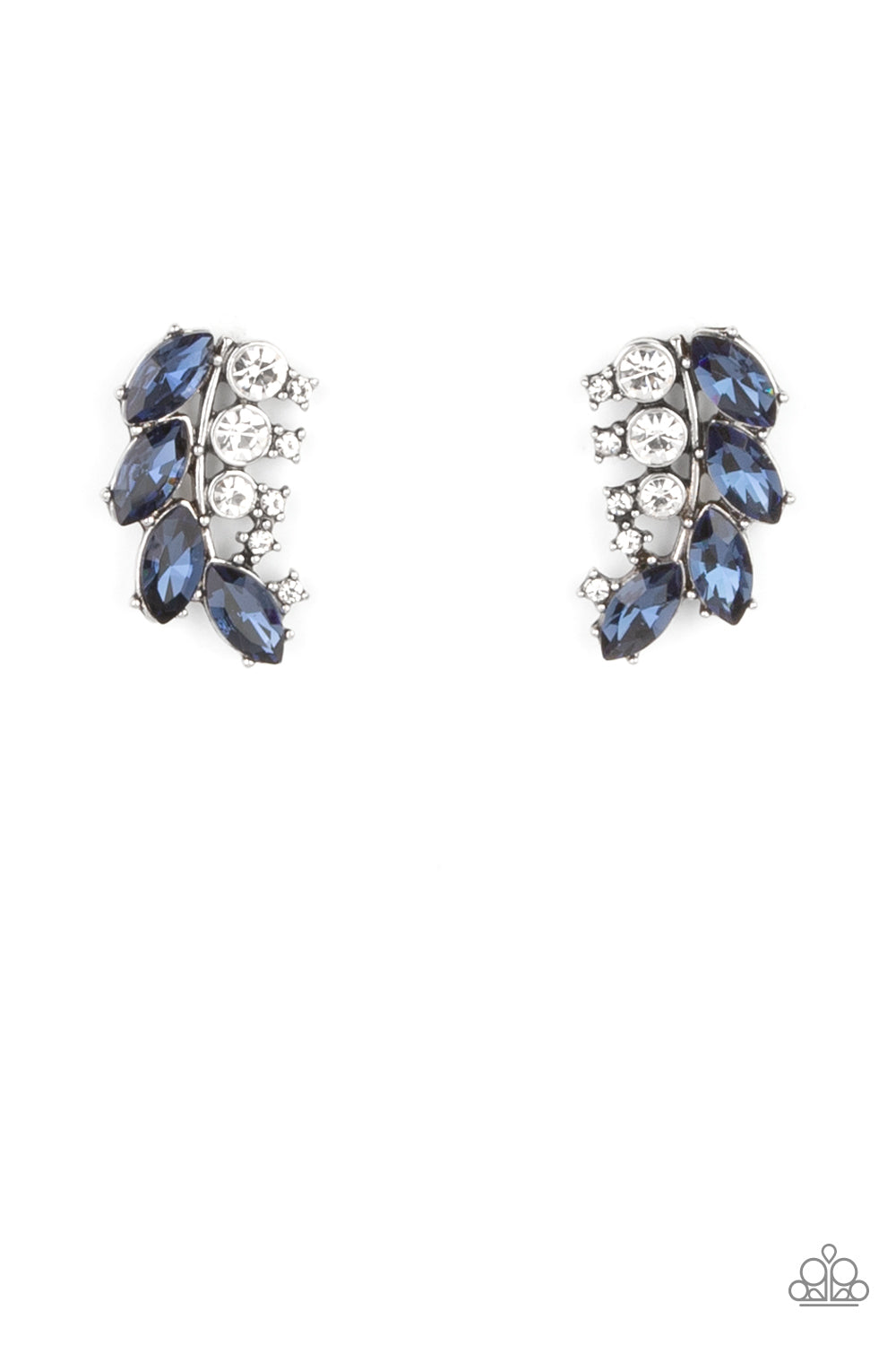 Flawless Fronds - Blue Rhinestone Earrings