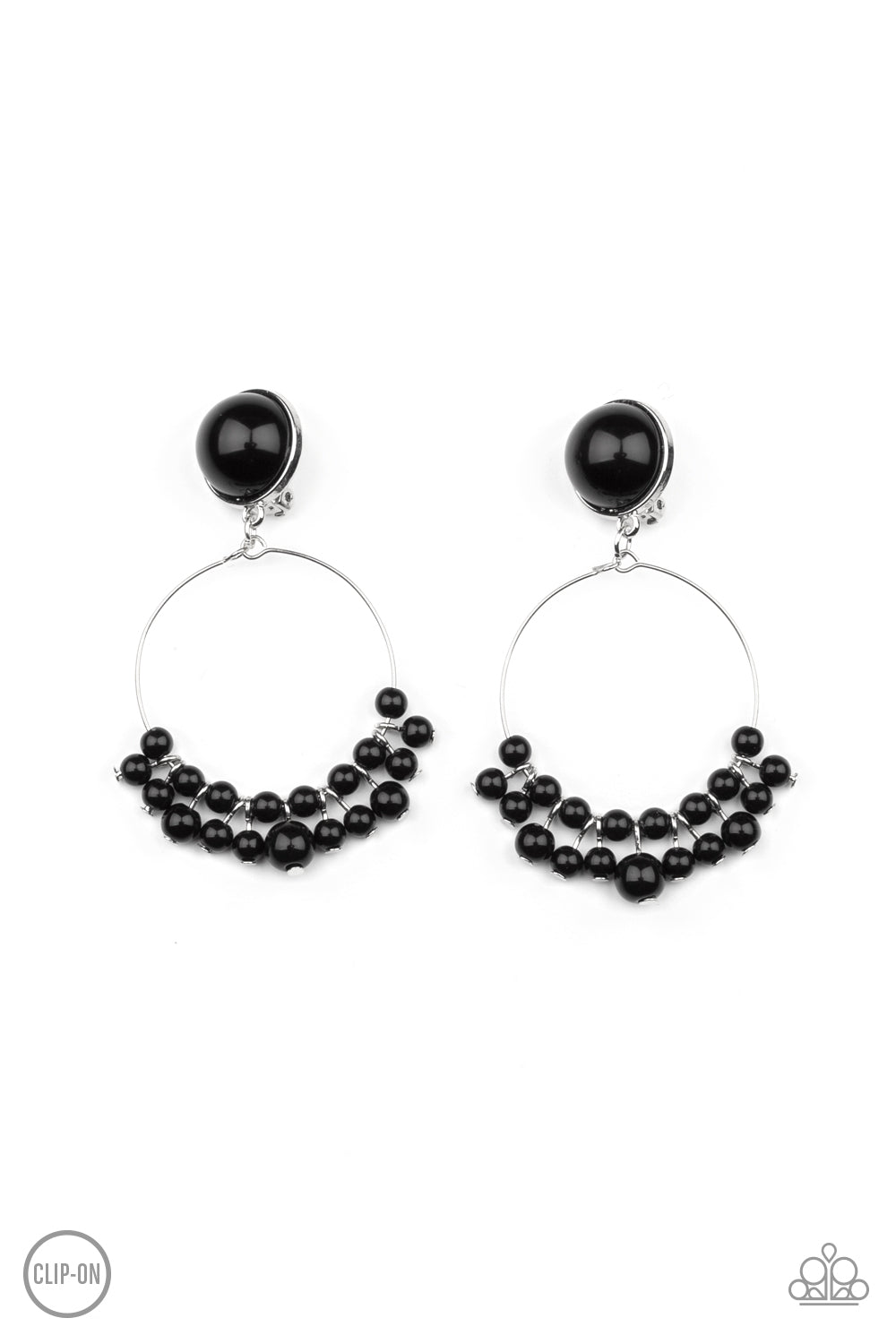 Cabaret Charm - Black Bead Clip On Earrings - Paparazzi Accessories