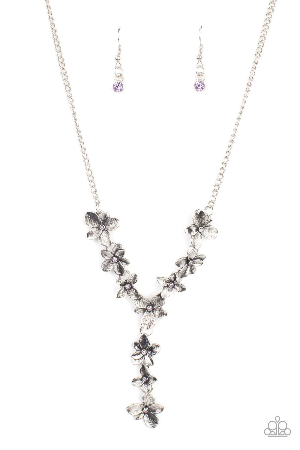 Fairytale Meadow - Purple Dainty Rhinestone Necklace
