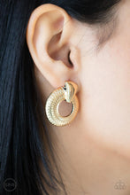 Load image into Gallery viewer, Industrial Innovator - Gold Clip On Earrings - Paparazzi Accessories

