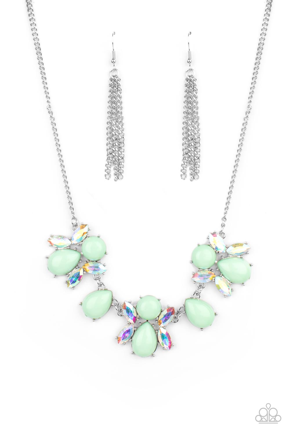 Galaxy Gallery - Green and Iridescent Rhinestone Necklace
