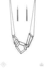 Load image into Gallery viewer, 3-D Drama Gunmetal Necklace - Paparazzi Accessories
