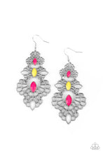 Load image into Gallery viewer, Flamboyant Frills - Multi Color Pink and Yellow Earrings - Paparazzi Accessories
