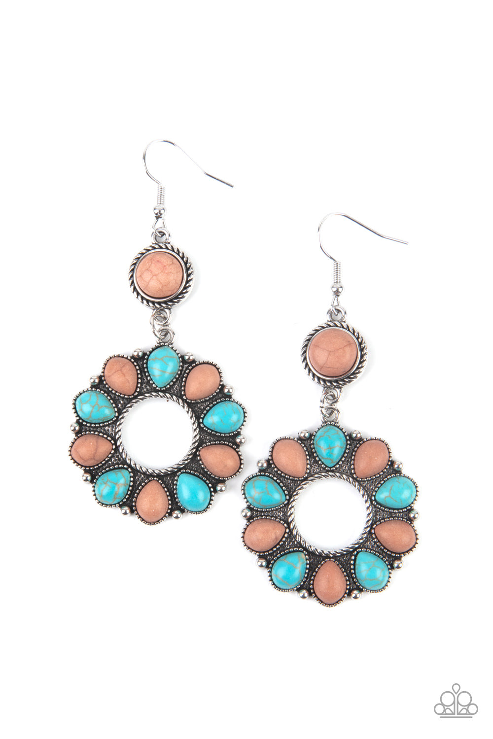 Back At The Ranch - Multi Color Brown and Turquoise  Earrings