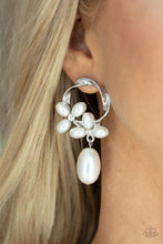 Load image into Gallery viewer, Elegant Expo - White Earrings - Paparazzi Accessories
