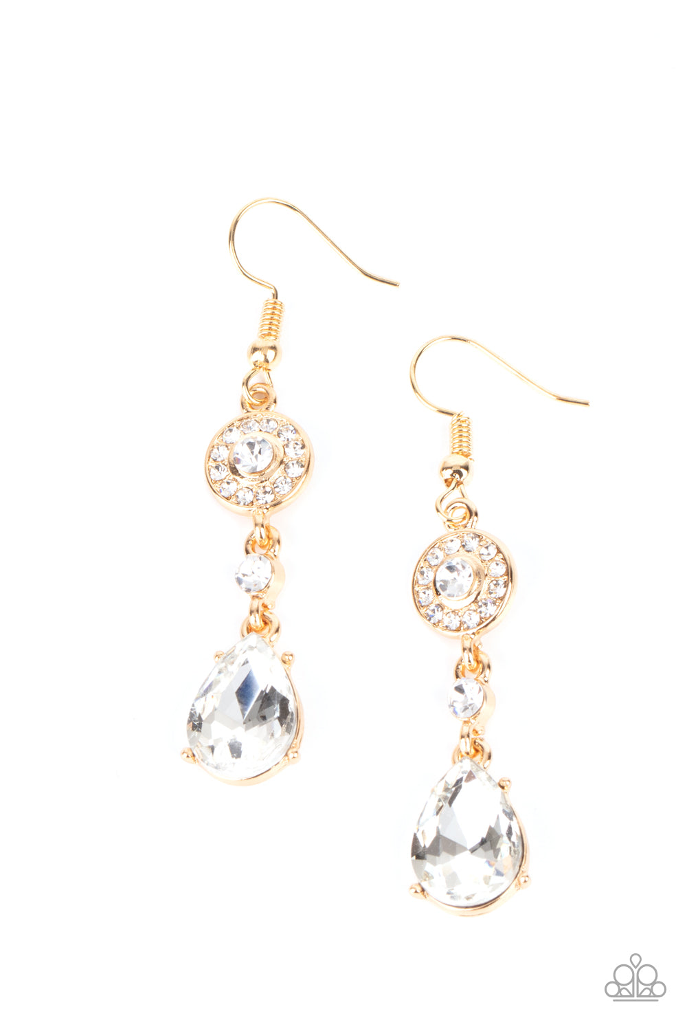 Graceful Glimmer - Gold with Rhinestone Earrings - Paparazzi Accessories