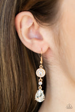 Load image into Gallery viewer, Graceful Glimmer - Gold with Rhinestone Earrings - Paparazzi Accessories
