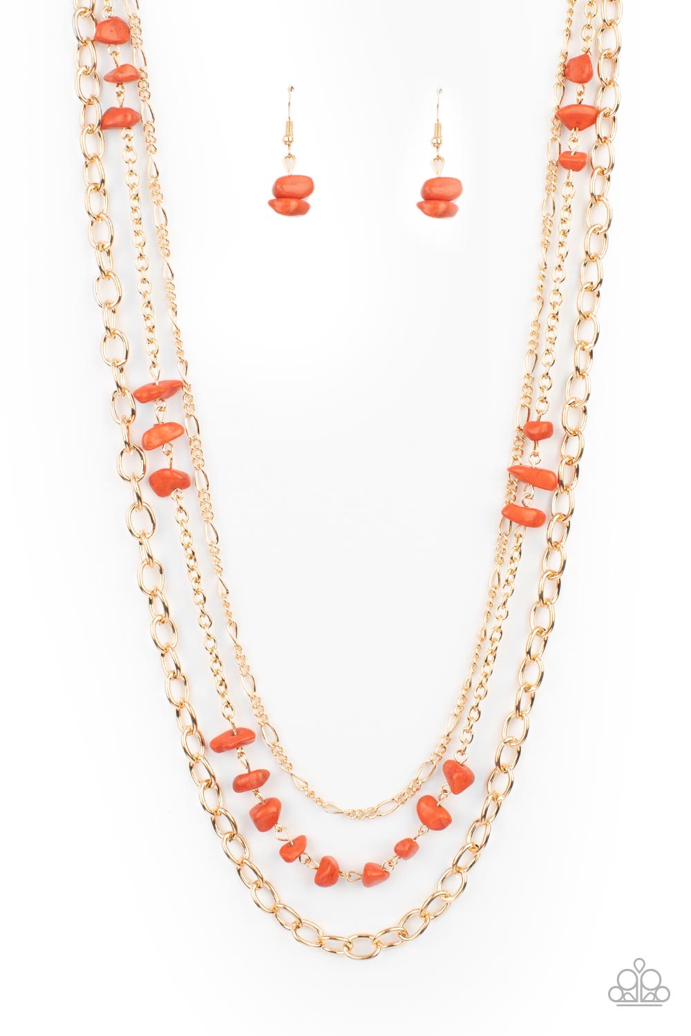 Artisanal Abundance - Orange Stone Necklace - Paparazzi Accessories