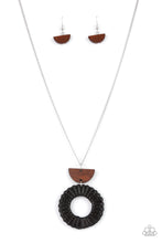 Load image into Gallery viewer, Homespun Stylist - Black Wicker with Wood Necklace - Paparazzi Accessories
