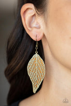 Load image into Gallery viewer, Leafy Luxury - Brass Leaf Earring - Paparazzi Accessories
