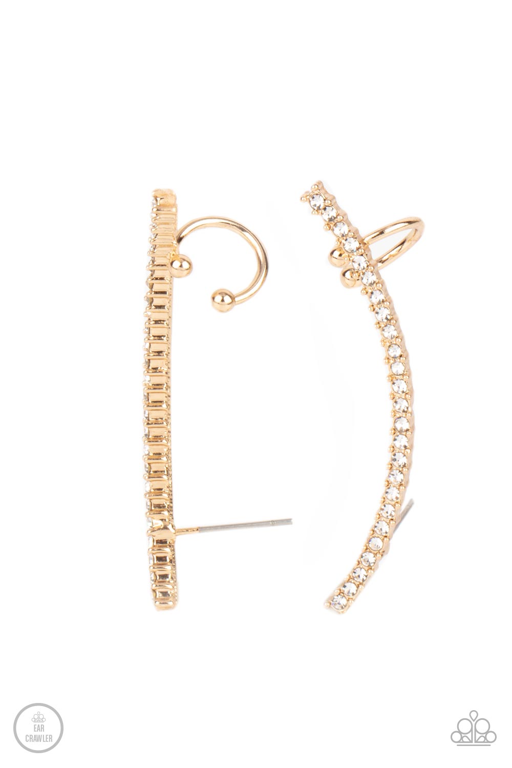 Sleekly Shimmering - Gold Climbing Earrings - Paparazzi Accessories
