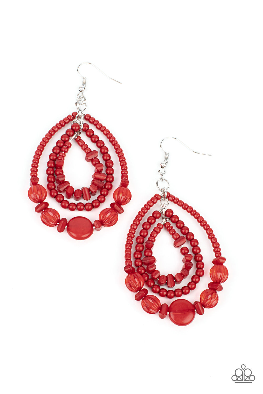 Prana Party - Red Seed Bead Earrings - Paparazzi Accessories