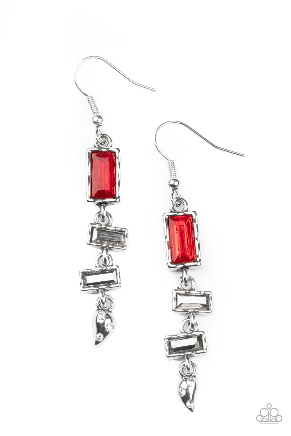 Modern Day Artifact - Red and Hematite Rhinestone Earrings - Paparazzi Accessories