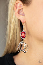 Load image into Gallery viewer, Galactic Drama - Red and White Rhinestone Earrings - Paparazzi Accessories
