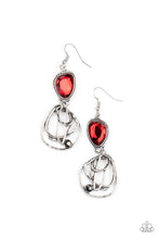 Load image into Gallery viewer, Galactic Drama - Red and White Rhinestone Earrings

