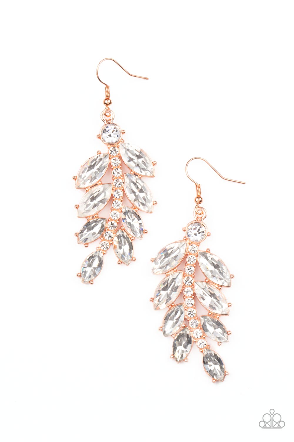 Ice Garden Gala - Copper with White Rhinestone Earrings - Paparazzi Accessories