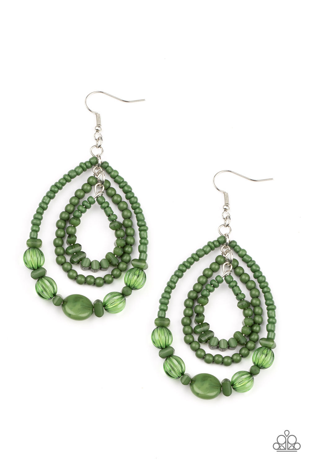 Prana Party - Green Seed Bead Earrings - Paparazzi Accessories