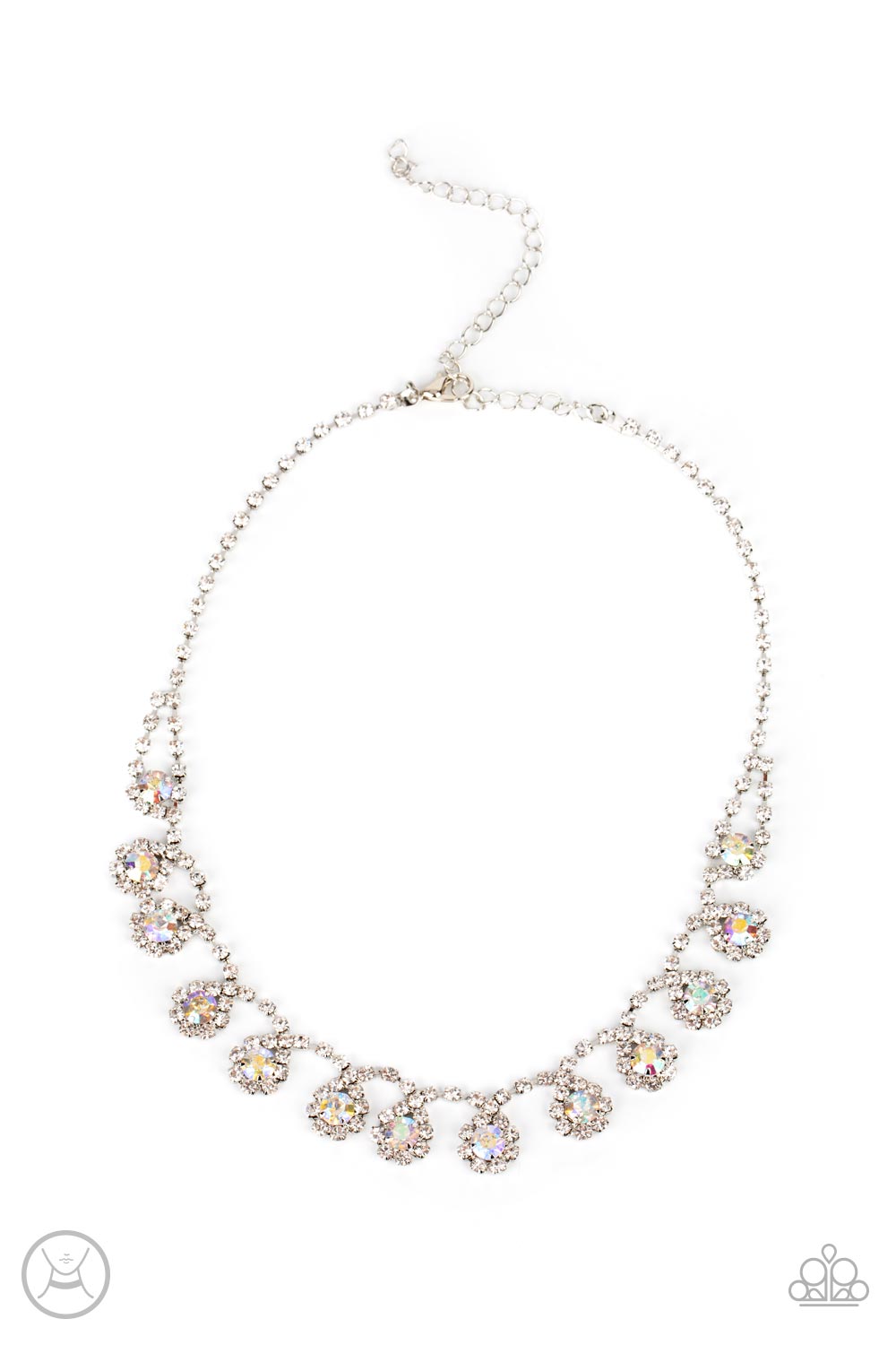 Princess Prominence - White Iridescent Rhinestone Choker Necklace - Paparazzi Accessories