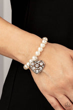 Load image into Gallery viewer, Cutely Crushing - White Pearl and Heart Bracelet - Paparazzi Accessories
